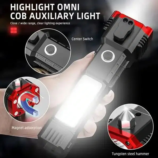 High-power Led Flashlight Rechargeable with glass breaker
