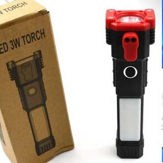 Versatile High Power Led Flashlight With Power Bank and Window Hammer
