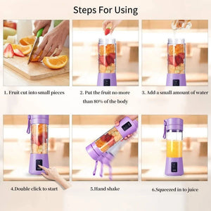Juicer Blender 6 Blades USB Portable 380ml Mini Fruit Bottle Juicer Blender